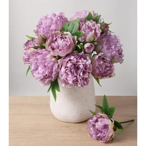 florisso Purple Peony Artificial Flowers - 11 Branches Faux Peonies for Home Decoration, Wedding Centerpieces & Party Decor (Silk Artificial Flowers) (Small)
