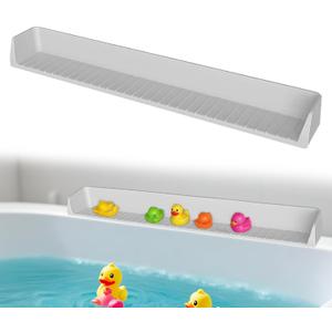 31-inch Silicone Bathtub Shelf with Strong Suction Cups | Extended Splash Guard & Toy Holder | Waterproof Bath Tub Organizer Tray to Prevent Spills, Matte Finish, Easy Storage