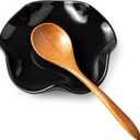 Spoon Rest for Kitchen Counter, 5.3" Ceramic Spoon Holder for Stove Top, Cute Spoon Rests Spatula Holder for Multiple Utensils, Farmhouse Kitchen Decor Black