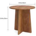 19.6 Inch Round Side Table, Modern End Table with MDF Wood Tabletop, Small Accent Coffee Table for Living Room, Bedroom, Balcony, Easy Assembly & Sturdy (Rustic Brown)