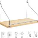 2 x Fabric Wall Cubicle Shelf Organizer, Office Cubical Accessories for Work, Cubicle Wall Decor Hooks for Bedroom Office, No Drill Shelf (with Adhesive Hook, Concrete Walls Hooks (1 Pack)