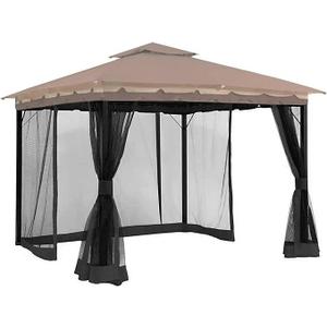 Hisecome 10' x 12' Gazebo Universal Replacement Mosquito Netting,Black Outdoor Canopy Net Screen 4-Panel Sidewall Curtain, with Zippers,Mosquito Netting（Only）
