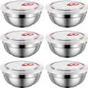 28 Oz Stainless Steel Large Bowls Set of 6, Metal Double-walled Insulated Noodle Soup Bowls with Lids for Adult, Dishwasher Safe and Unbreakable