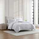 Vera Wang - Queen Comforter Set, Reversible Floral Bedding with a Naturally Soft Feel, 3 Piece Bed Set with Matching Pillowcases (Nebulous Flower/Etched Stripe Grey)