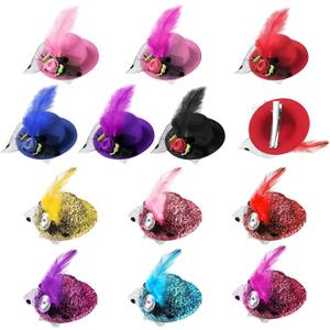MTLEE 12 Pcs Mini Tea Party Hats Dress up Hair Fascinator Clip on Tiny Hat with Flower Feather Bow for Women Costume Accessory, 2.75 Inch