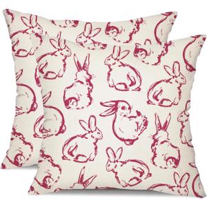 DFXSZ Easter Pillow Covers 18x18 Set of 2 Easter Rabbit Decor for Throw Pillows Covers Spring Farmhouse Pillow Covers Decor Couch Living Room TH135B18