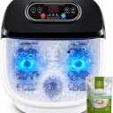 RIGHTMELL Foot Spa with Ozone & Blue Light, Bubble Massage & 8 Rollers, Adjustable Constant Temperature (95℉-118℉), Large Capacity Foot Massager with Epsom Salt for Home & Office Relaxation