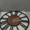 24 Inch Large Metal Wall Clock with Voice and Light Sensor Night Light, Glow in The Dark Non-Ticking Silent Battery Operated Decorative Oversized Wall Clock for Bedroom Living Room Decor (Dark Brown - Roman Numbers)