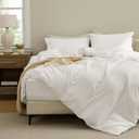 Bedsure Duvet Cover with Fitted Sheet Twin/Twin XL - Deep Pocket, Hotel Luxury Soft Double Brushed Bedding Set with Zipper Closure, 1 Duvet Cover, 1 Fitted Sheet, 1 Pillow Shams, NO Comforter, White