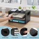 Marbrasse 3-Tier Wood Desk Organizer, Paper Letter Tray Organizer for Desk, Wooden Desktop File Organizer with Handle and Paper Sorter Mail Holder for Office School & Home Supplies Organization-Black