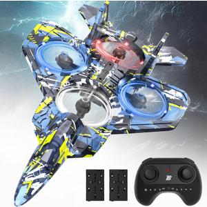 BEZGAR HQ057X RC Fighter AirplaneMini Drone Remote Control Jet Plane Stunt Drone for Adults & Kids Toy with Light Gift for Kids Beginner Blue