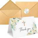 25 Pack Thank You Cards with Envelope & Stickers, 4 * 6in Watercolor Cross Flower Blank Inside Thank You Card for Baptism, Wedding, Funeral, Bridal Shower, Baby Shower, Communion