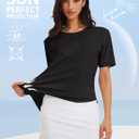 Hiverlay Women's Short Sleeve Workout Top Athletic Tee | Sun Protection UPF 50+ Lightweight Shirts, Quick Dry for Gym Tennis Running Golf Tennis Travel (Black, M)