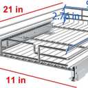 Pull Out Cabinet Organizer, Heavy-Duty Metal Sliding Drawer Shelf for Kitchen Cabinets, Chrome, Doesn't Include Door Fittings (11*21 IN)