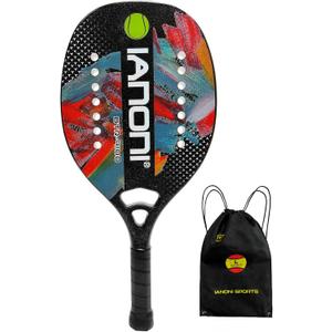 Beach Tennis Paddle Beach Tennis Racket Carbon Fiber with EVA Memory Foam Core Tennis Paddles (9100-black)