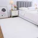 Fluffy Area Rug for Bedroom: White Plush Soft Bedside Dorm Area Rug - Small Carpets for Bedroom Kids Room Nursery (White, 3x5Feet)