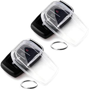 OLLEN Clear TPU Key Fob Cover, Fit for Toyota Camry 2025 2026, Fit for Land Cruiser 2019-2026~, Compatible with Tundra 2022-2026~ etc, Car Key Protector, Clear, 2 Pcs