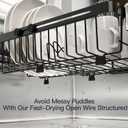 MAJALiS Expandable Stainless Steel Over The Sink Dish Drying Rack for Small Kitchen Counter Space Saving, Compact RV Plate Drainer Strainer in Black Wire Metal with Hanging Adjustable Utensil Holder