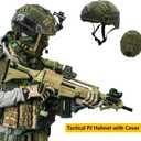 CMAIR4U Airsoft Fast Helmet with Helmet Cover,PJ Type Tactical Helmet with Front NVG Mount and Side Rail,Military Tactical Airsoft Gear (OD)