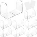 Leinuosen 16 Pcs Acrylic Clear Book Ends with Silicone Pad Non Skid Book Holders Arch Shape Heavy Duty Bookends Stoppers for Movies, CDs, Video Games (Clear)