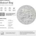 Round Area Rug Living Room: 5 ft Modern Washable Indoor Carpet