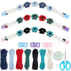 WEBEEDY 3 Sets DIY Macrame Pet Collar Kit for Adult Beginners,Macrame Dog Cat Flower Collar Making Kit with Cotton Cord and Instruction,Handmade Pet Christmas Costume DIY Personalized Pet Collar