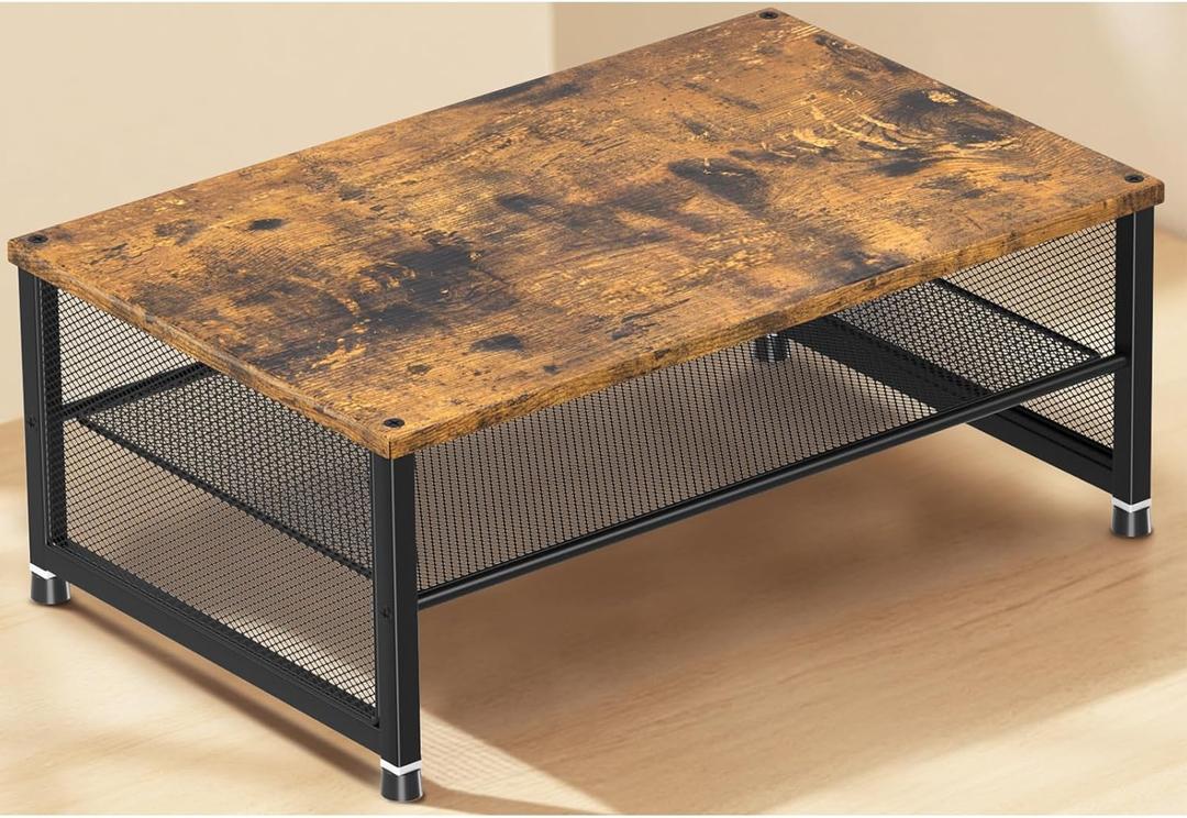 ECOLOVI 2-Tier Computer Monitor Stand Riser, Desk Organizer for Monitor, Printer & Laptop Stand, Desktop Workspace Organizers for Office Supplies(Brown)