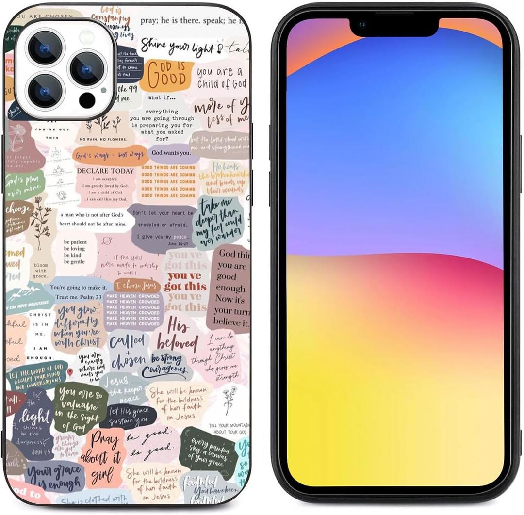 Compatible with iPhone 15 Pro Max Case, Bible Verses Aesthetic Cute Indie Christian Postive Quotes Design TPU Shockproof Durability Full Body Protection Cover Case (Pattern-6)