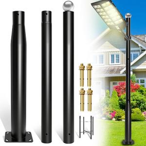 Street Light Pole 10Ft Tall-Outdoor Adjustable Metal Street Lamp Post, Outdoor Light Pole for Parking Lot, Patio, Street, Backyard, Exterior House