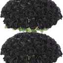 2 x 60 Pcs Artificial Roses Bulk Velvet Silk Black Roses Roses for Wedding Centerpieces Bridal Bouquet Mohter's Day Valentine's Day Halloween Home Decor(60, Black)