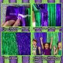 Monster Truck Foil Fringe Curtains Birthday Decorations, 2 Pack 3.28 x 6.56 Ft Cartoon Turtle Tinsel Backdrop Purple and Green Photo Booth Props Green Hero Birthday Party Decorations Favor Supplies
