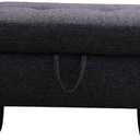 Linen Storage Ottoman Footstool ，Multifunctional Sofa Stool with Hidden Storage Space, Soft Linen Fabric, Sturdy Wooden LegsIdeal for Living Room/Bedroom/Entryway