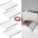 Hoteam 4 Pcs Headboard Shelf No-Screws Dorm Bed Shelf Self Adhesive White Dorm Headboard Storage with Acrylic Double Sided Tape Over Bed Organizer for Flat Top Headboards Home Bedroom Renter