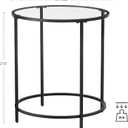 VASAGLE Round Side Table, Glass End Table with Metal Frame, Black Coffee Table with Modern Style, for Living Room, Balcony, Bedroom, Black, 19.7 x 19.7 x 21.6 Inches