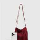 OYOANGLE Women's Fringe Hobo Bags Adjustable Strap Tassel Crossbody Bags Hippie Western Purse Cowgirl Shoulder Bag