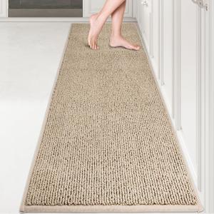 PURRUGS Machine Washable Kitchen Runner Rug 2ft x 7ft, Non-Slip/Skid Hallway Runner Rug, Super Absorbent Soft Area Rug for Hallway, Kitchen & Laundry, Rolled Packaging, Beige