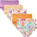 Burt's Bees Baby Girls' Underwear Set Breathable Organic Cotton Panties, Solids, Stripes and Prints Designs, Pack of 5 TagFree Comfort Briefs with Sizes for Toddler Girls 2T to 8 Years Old (4-5T)