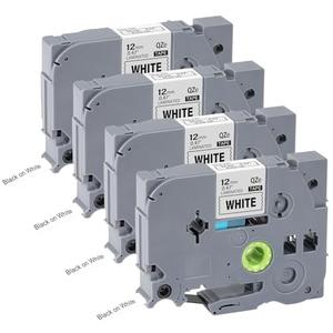 12mm 0.47 TZe TZ Tape 4Pack Laminated White Label Maker Tape Replacement for Brother P Touch Label Tape TZe-231 TZe231 Compatible with Brother PT-D210 PT-D220 PT-H110 PT-D410 PT-P710BT