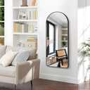 Arched Bathroom Mirror, 16"x48" Black Arched Mirror for Bathroom, Wall Mounted Mirror, Vanity Wall Mirror w/Metal Frame for Bedroom, Entryway, Living Room, Vertically Hanging