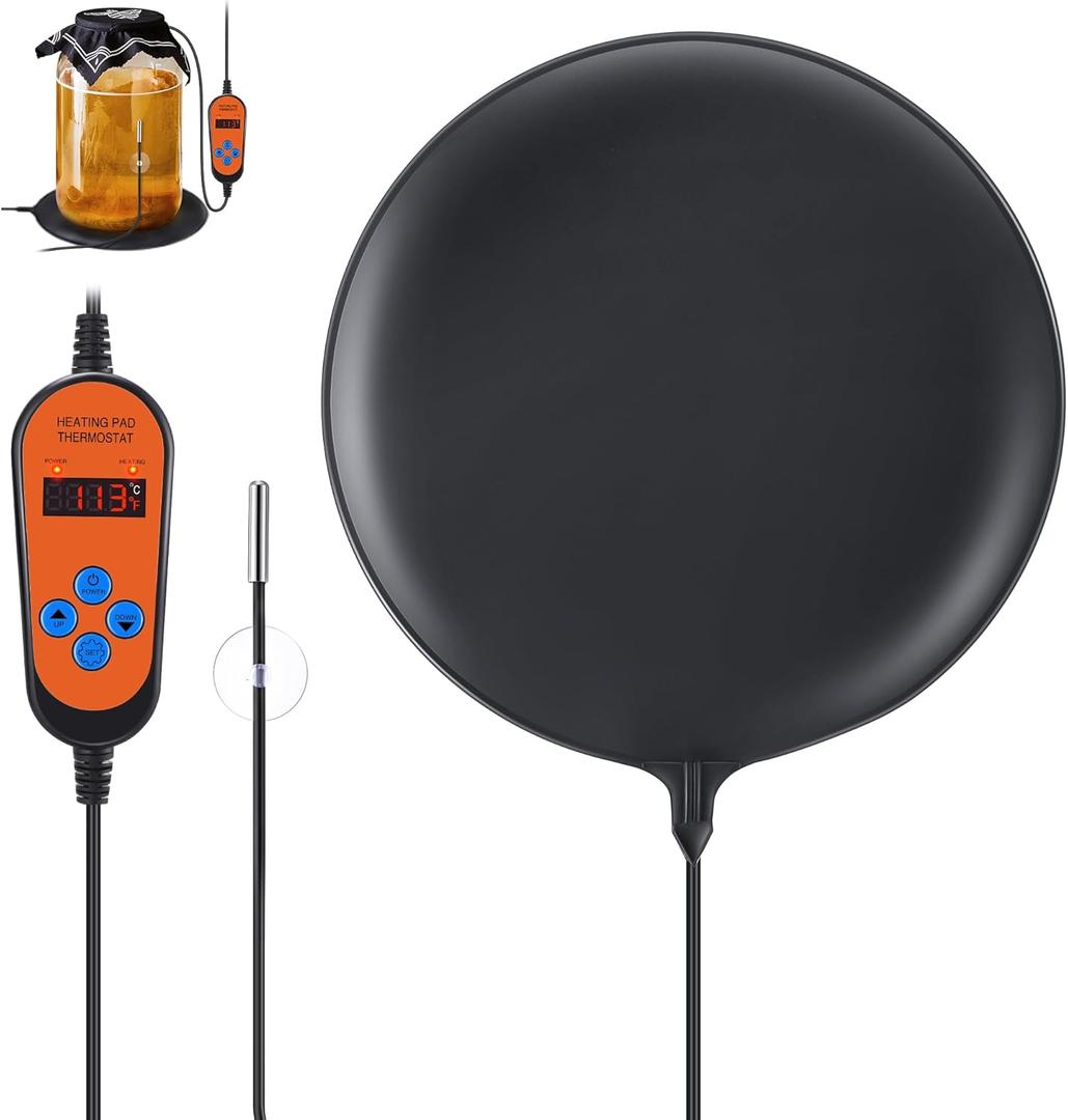 Kombucha Heating Pad with Digital Temperature Control, 11.8" Fermentation Heating Pad, 45-113F Adjustable Temperature, Proofing Mat for Glass and Plastic Carboy Fermentors(1 Piece)