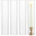 NUPTIO Hurricane Candle Holder for Wedding: 2.5 x 12 inches Ribbed Glass Shade for Candlestick - Bulk Decorative Bottomless Cylinder Taper Candle Cover for Outdoor Table Centerpiece