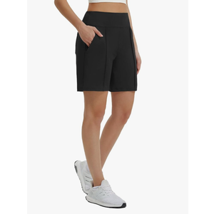 baleaf Women's 7 Inch Bermuda Long Shorts with Zipper Pockets High Waisted Athletic Shorts Walking Dressy Casual Loose, Large