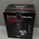 Mueller 12-Cup Drip Coffee Maker - Borosilicate Carafe, Auto-Off, Reusable Filter, Anti-Drip, Keep-Warm Function, Clear Water Level Window Coffee Machine, Kitchen Essentials & Accessories (Black)