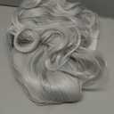 Sallcks Women's Long Curly Wavy Silver Gray Wigs Cosplay Costume Halloween Wigs Synthetic Middle Parting Replacement Wig