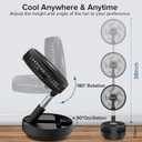 Belife X8 Portable Fan, 7200mAh Battery Powered Rechargeable, Oscillating USB Desk Floor Fan with Remote, Foldable Telescopic Fan for Home Bedroom Sleeping Office Camping Travel, 7.7" (Black)