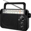 Retekess TR604 AM FM Radio,Portable Radio Plug in Wall,D Battery Operated,Large Dial,High/Low Tone Mode,Big Speaker,Earphone Jack,for Home,Picnic,Senior (Black)
