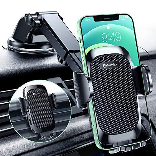 Humixx Phone Mount for Car [Military-Grade Super Suction] Universal Hands-Free Phone Holder for Dashboard Windshield Air Vent for iPhone 14 Pro Max Plus Samsung All Phones & Cars