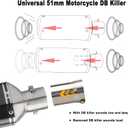 Motorcycle DB Killer 51mm Universal Exhaust Muffler Silencer Baffle Removable Noise Eliminator