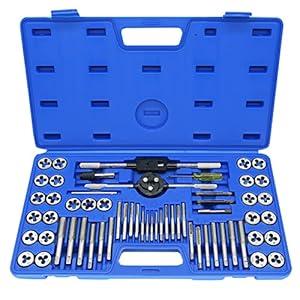GMTOOLS 60PCS Tap and Die Set, Metric Standard Size M3 to M12, Threading Tool Set with Complete Accessories and Storage Case, Tap Die Kit for Threading and Rethreading Internal and External Threads