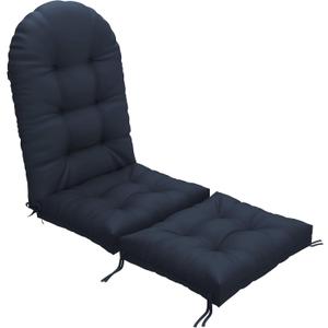 Outdoor Chaise Lounge Cushion 72x21x4 Inch, Dark Blue | 50x21 Adirondack Chair Cushion with 21x23 Ottoman, Rocking Chair Pad with Ties for Patio Furniture, Waterproof Fade Resistant